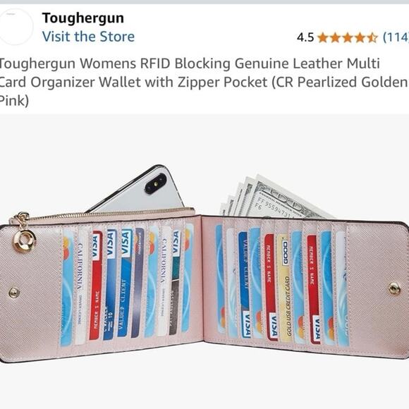 Toughergun Womens RFID Blocking Multi Card Organizer Wallet with Zipper Pocket - Picture 10 of 12